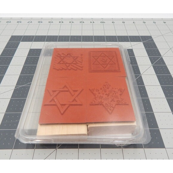 Stampin Up Stars Of David Rubber Stamp Set 1999 Wood Hebrew Religious - Picture 2 of 5